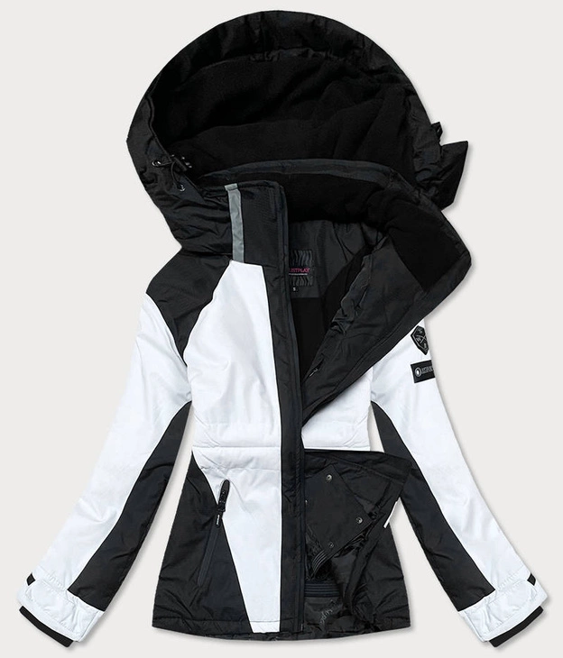 DAMSKA KURTKA ZIMOWA NARCIARSKA CZARNO-BIAŁA (B2356)