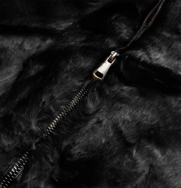 KRÓTKA KURTKA DAMSKA OVERSIZE FUTRO CZARNA (BR9597-1)