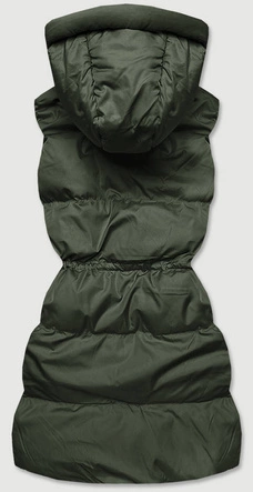 PUCHOWA KAMIZELKA DAMSKA Z KAPTUREM KHAKI (738ART)