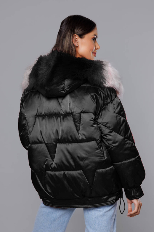 Krótka kurtka oversize czarna (H-1109-01)