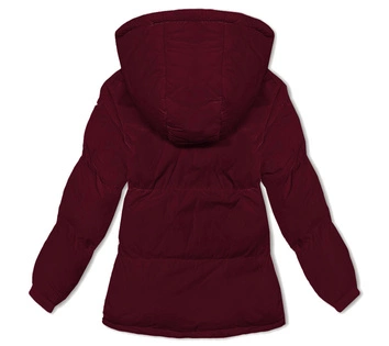 Damska kurtka zimowa z kapturem bordowa (5M3169-1)