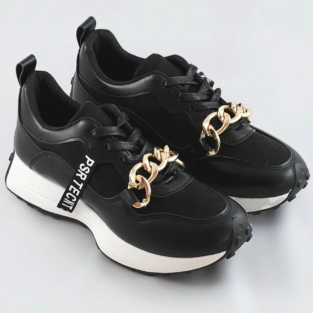 Buty sportowe z łańcuchem czarne (n-206)