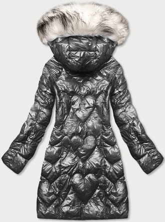 Taliowana kurtka zimowa damska czarna (16m9051-392)