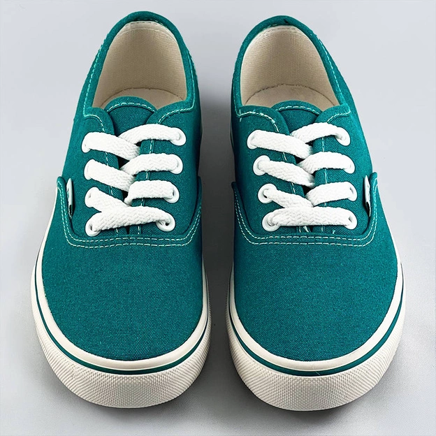 Sznurowane tenisówki damskie turkusowe (a8865)