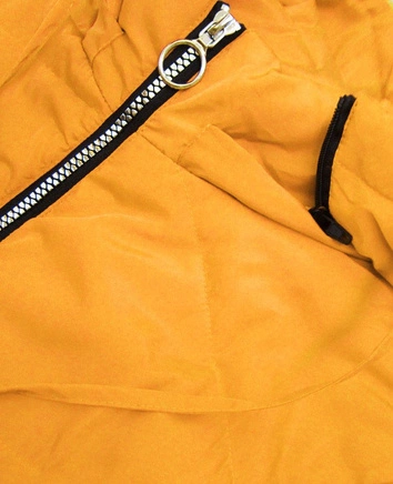 CIENKA KURTKA DAMSKA Z ASYMETRYCZNYM DOŁEM ŻÓŁTA (B9531)