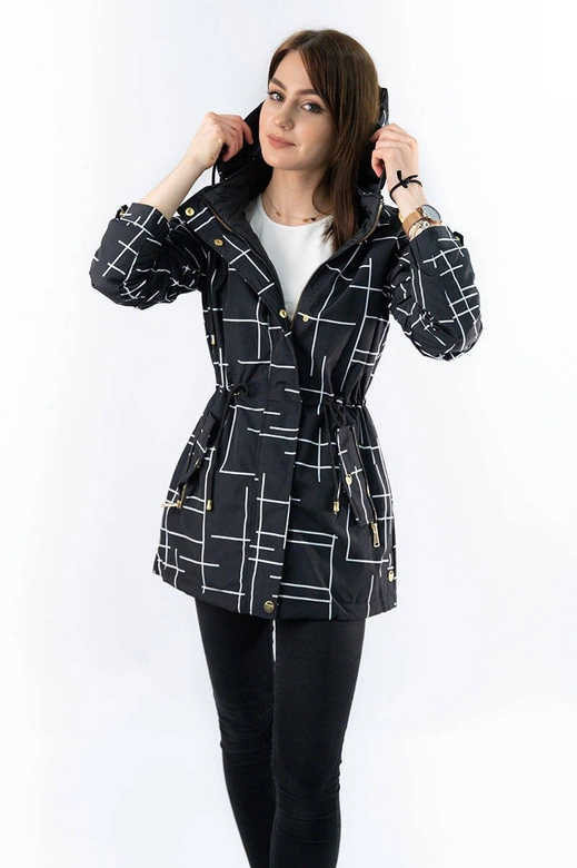 DWUSTRONNA KURTKA PARKA DAMSKA CZARNO-BIAŁA (W657)