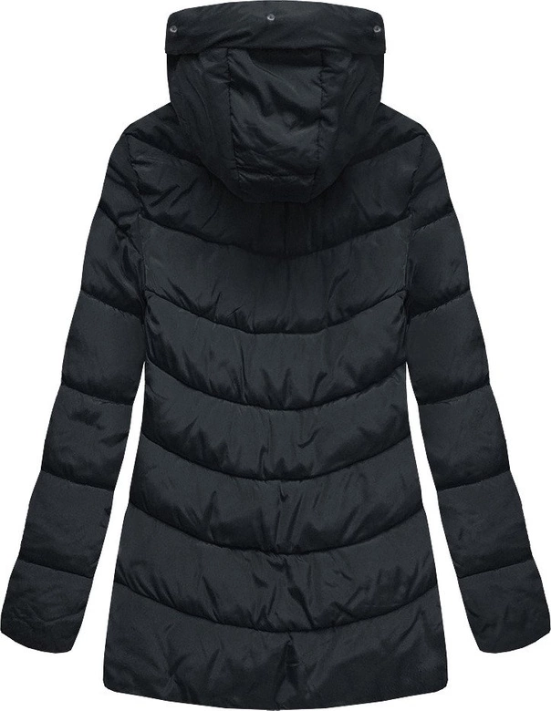 ZIMOWA PIKOWANA KURTKA DAMSKA Z KAPTUREM GRANATOWA (B2633)