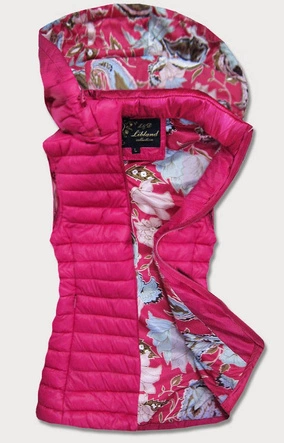 PIKOWANY BEZRĘKAWNIK Z KAPTUREM DAMSKI RÓŻOWY (7003)