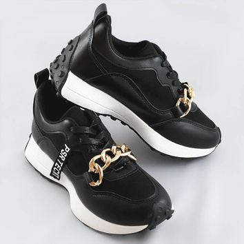 Buty sportowe z łańcuchem czarne (n-206)
