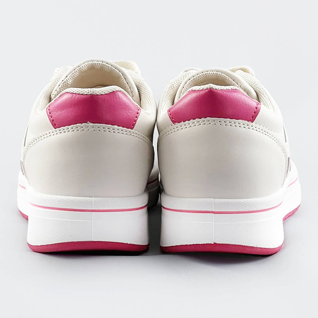 Sportowe buty damskie ecru-róż (ad-587)