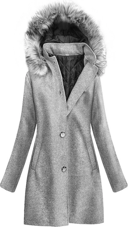 BAWEŁNIANY PŁASZCZ Z KAPTUREM SZARY (535ART)