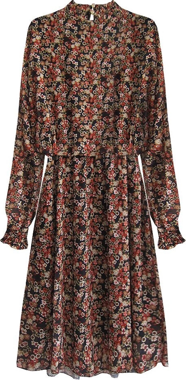 ZWIEWNA SUKIENKA W KWIATKI CZARNA (563ART)