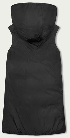 Dwustronny bezrękawnik oversize z kapturem khaki-czarny (V724)