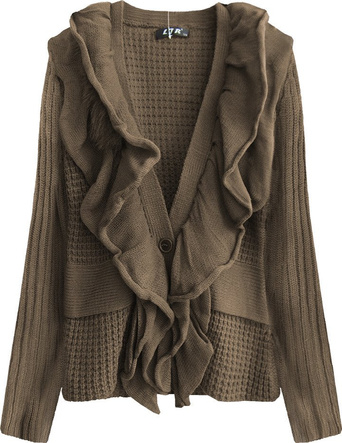 SWETER O GRUBYM SPLOCIE BRĄZOWY (1619)