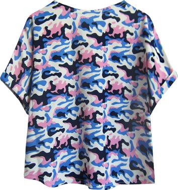 KRÓTKA BLUZKA MORO ECRU-RÓŻOWA (425ART)