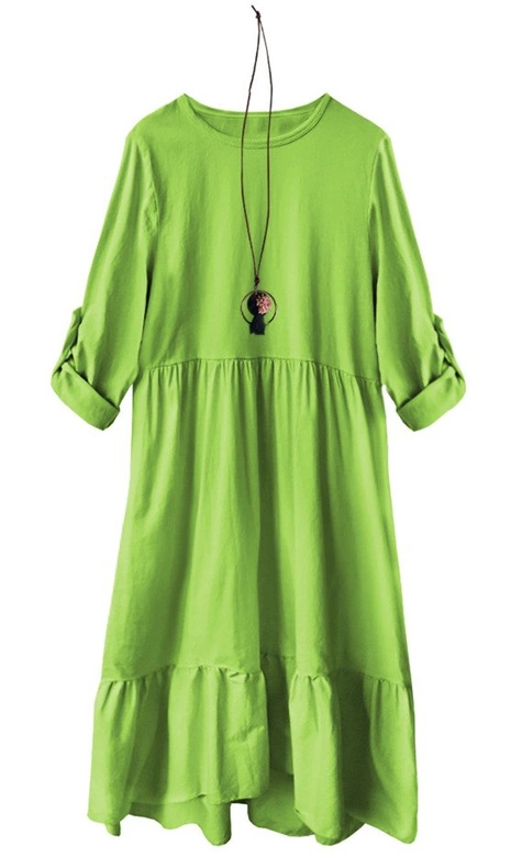 BAWEŁNIANA SUKIENKA OVERSIZE LIMONKOWA (278ART)