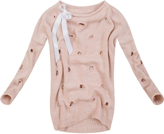SWETER Z DZIURAMI RÓŻOWY (GOOD82)