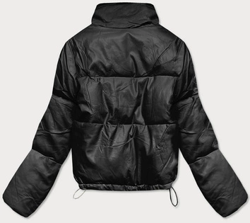 KRÓTKA KURTKA DAMSKA ZE SKÓRY EKOLOGICZNEJ CZARNA (202016)