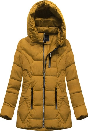 ZIMOWA PIKOWANA KURTKA DAMSKA Z KAPTUREM ŻÓŁTA (B9901)