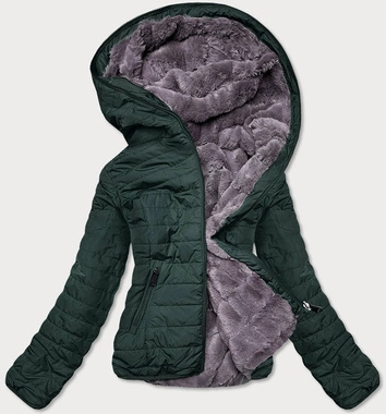 KRÓTKA DWUSTRONNA KURTKA DAMSKA ZIMOWA ZIELONA (M21507)