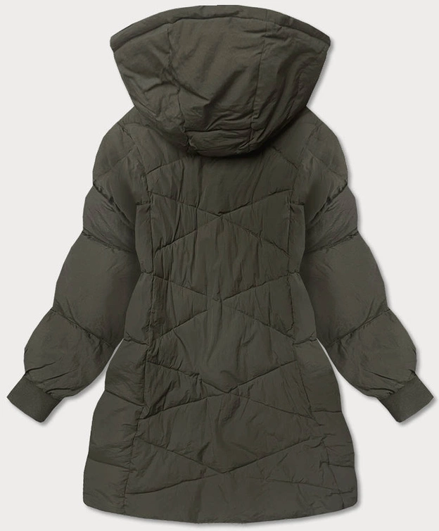 Oversizowa zimowa kurtka damska khaki (736art)