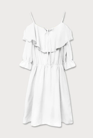 SUKIENKA HISZPANKA Z WIĄZANYM DEKOLTEM BIAŁA (348ART)