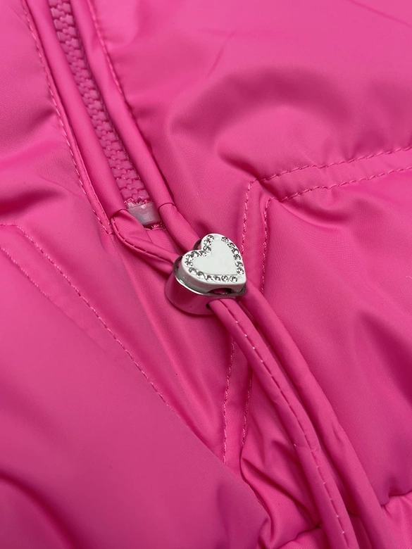 Pikowana kurtka z odpinanym kapturem Miss TiTi różowa (2482)