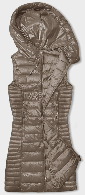 Pikowana kamizelka z kapturem cappuccino (16M9113-62)