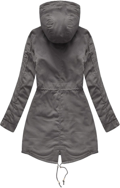 BAWEŁNIANA PARKA NA KOŻUSZKU STALOWA (B1303)