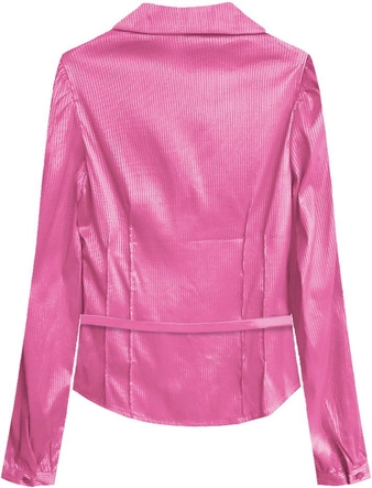 BŁYSZCZĄCA KOSZULA Z PASKIEM RÓŻOWA (X1007X)