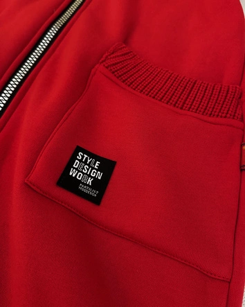 Damska bluza ze swetrowymi wstawkami LHD czerwona (AMG-172A)