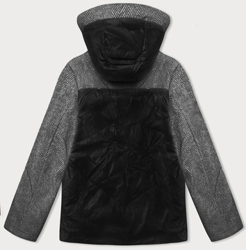 Luźna kurtka z odpinanym kapturem Vaston czarna-melanż (SJ218-036#)