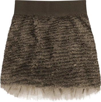 SPÓDNICA MINI Z FRĘDZLAMI JASNOBRĄZOWA (2228)