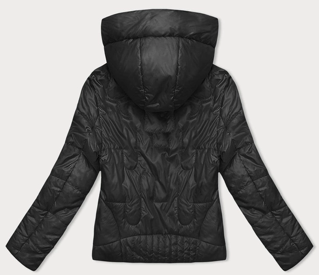 Pikowana krótka kurtka damska czarna (B8185-1)