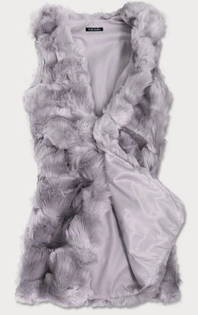 DŁUGA KAMIZELKA ZE SZTUCZNEGO FUTRA SZARA (102#)