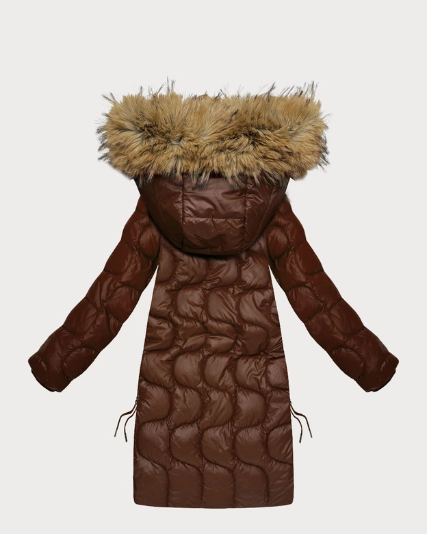 Kurtka damska z ozdobnym pikowaniem J Style czekoladowa (5M3351-158)