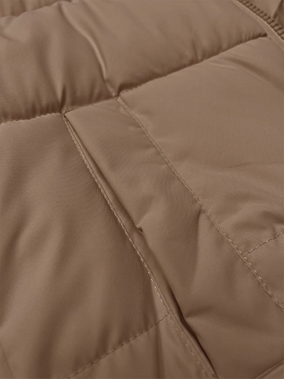 Krótka zimowa kurtka damska ze ściągaczami S'west beżowa (B8288-12)