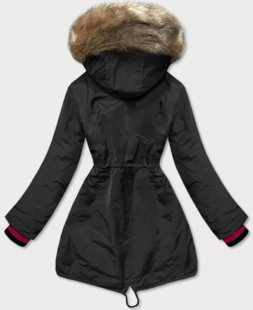 Zimowa parka damska na futerku czarna (can-579big)