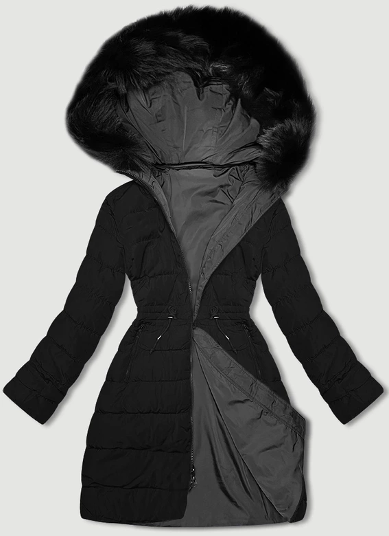 Przejściowa dwustronna kurtka damska J Style czarno-szara (16M9159-392)