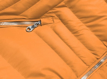 Zimowa kurtka damska z futerkiem ciemna żółta (5m753-254)