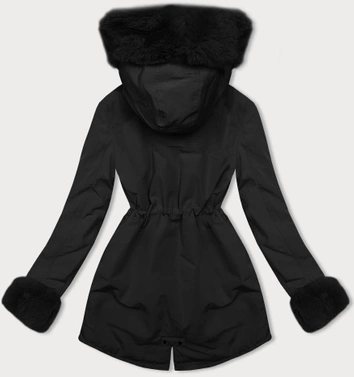 Krótka parka zimowa na futerku czarna (16M9062-392)