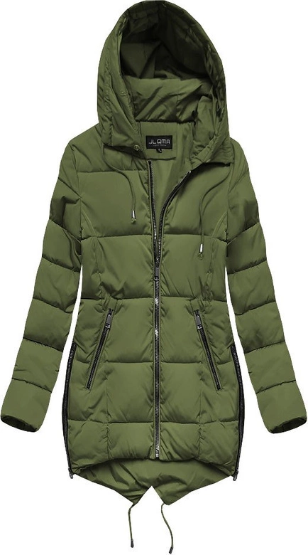 PIKOWANA KURTKA Z KAPTUREM KHAKI (X857X)