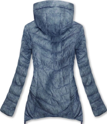 PIKOWANA KURTKA Z KAPTUREM GRANATOWA (W714BIG)