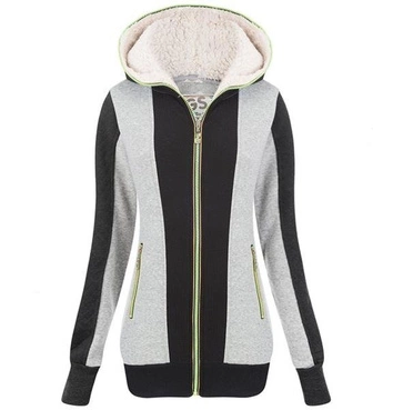 GRUBA BLUZA Z KAPTUREM SZARO-CZARNA (AY702)