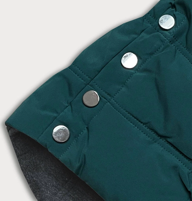 CIEPŁA DWUSTRONNA KURTKA DAMSKA ZIMOWA ZIELONO-GRAFITOWA (M-21315)