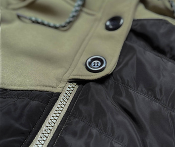 Rozpinana długa bluza damska khaki (amg-819)