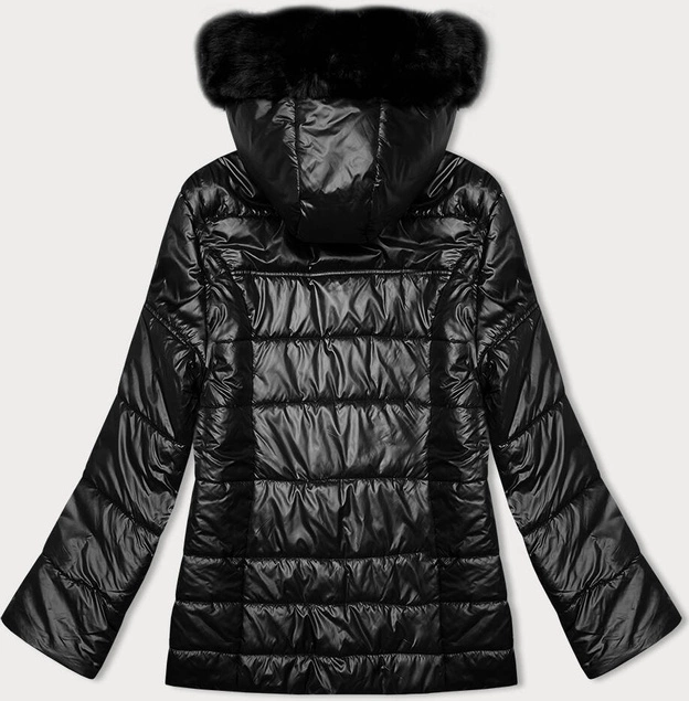 Pikowana damska kurtka z kapturem czarna S'west (B8183-1)