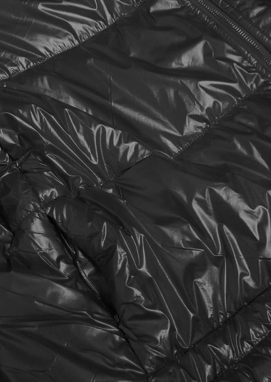 DWUSTRONNA BŁYSZCZĄCA KURTKA DAMSKA CZARNO-SZARA (B9553)