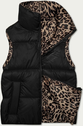 Dwustronna krótka kamizelka S'West czarny-panterka (B8346-1)