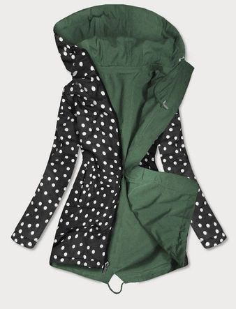 DWUSTRONNA PARKA DAMSKA Z KAPTUREM KHAKI W KROPKI (W354-1BIG)